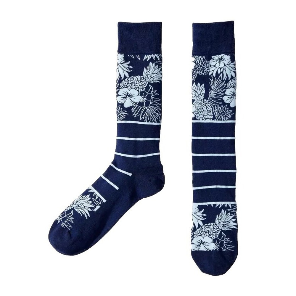 Tommy Bahama Mens Pineapple Palm Coast Striped Socks One Size Island Navy NWT